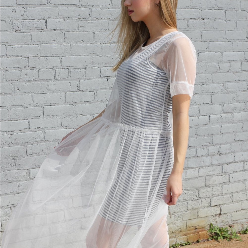 So Over It - Stripe Mesh Dress